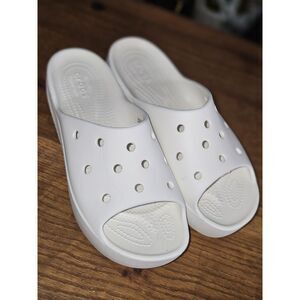 CROCS Classic Platform Slide Sandal Sz 10 Bone White Iconic Comfort Slip On